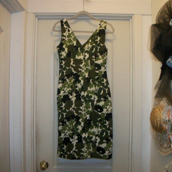 WHITE LOTUS STYLEJUNGLE PRINT DESIGNER NWT DONNA RICCO NEW YORK SHEATHE DRESS 6 - Picture 5 of 7